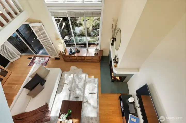 The view from the primary suite to below is nothing short of breathtaking.