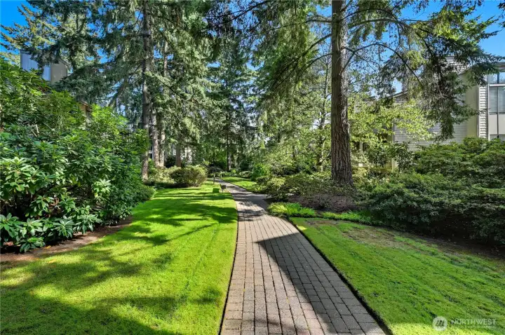 The property is lined with these brick walking paths. You can get your steps in every day without ever leaving your community!
