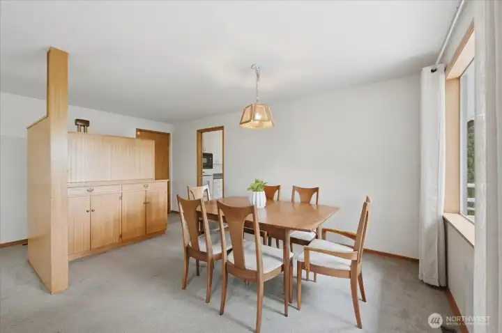 Dining room with more built-in storage.
