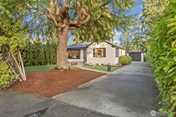 Spacious driveway, space to fit many cars.
