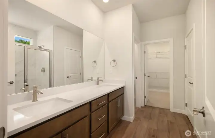 Photos of same design, but finishes and home views vary.