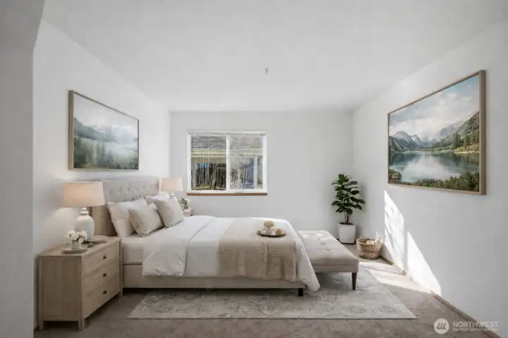 Primary bedroom has been virtually staged