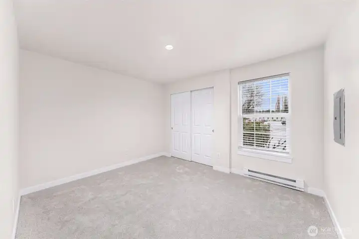 Unit #1 - Bedroom 1 of 2.  This one looks over the parking lot to the east.