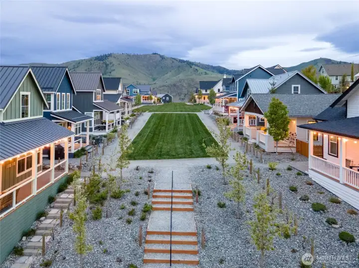 Aerial view of home on Vineyard Park.