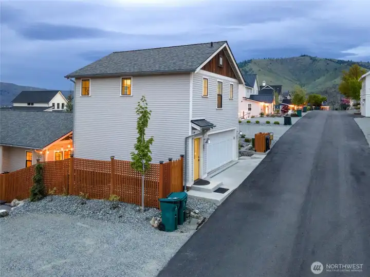 Aerial twilight view of Carriage House.