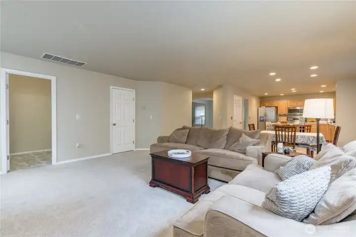 Family room connects to the utility room