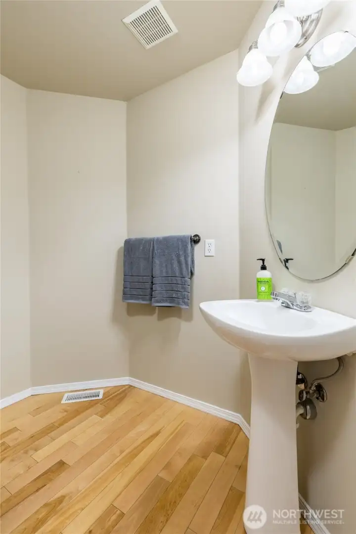 Extra-large half bath on the lower level