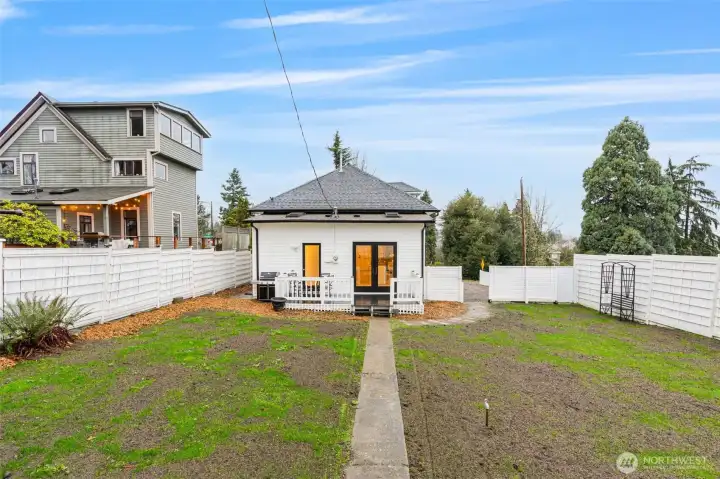 Spacious, fully fenced backyard with room to create an ADU, pool, or your own outdoor retreat.