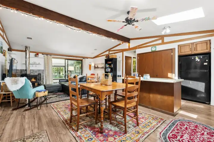 Open concept space and vaulted ceilings are perfect for gathering.