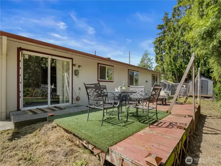 The back yard has a lot of potential. Extend the deck or seed a lawn, your choice. The back yard has a lot of potential. Extend the deck or seed a lawn, your choice.