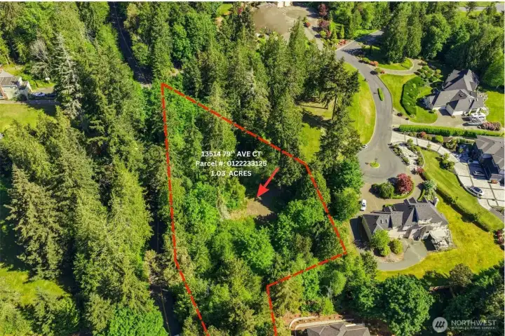 Overhead view of the property for sale.