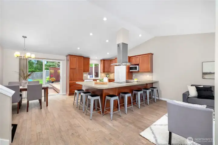 And WOW! Newly remodeled great room kitchen area.