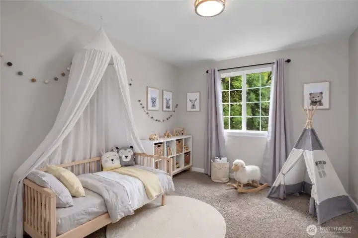 Virtually staged 2nd bedroom