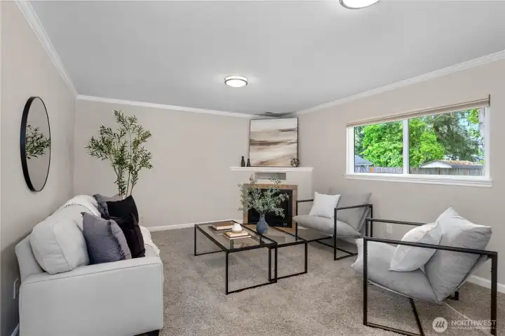 Cozy fireplace in your large family room