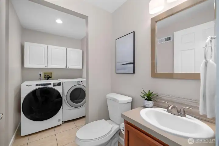 Remodeled half bath. Washer & Dryer stays!