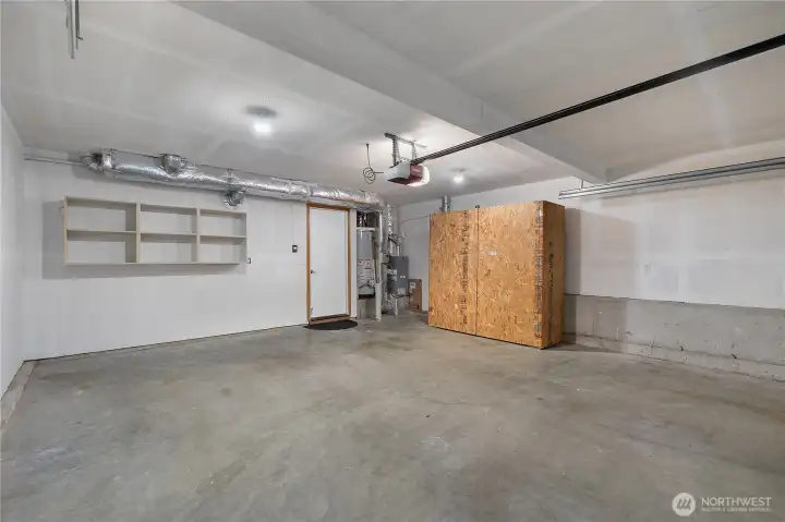 Good sized garage with storage.  Gas water heater & furnace