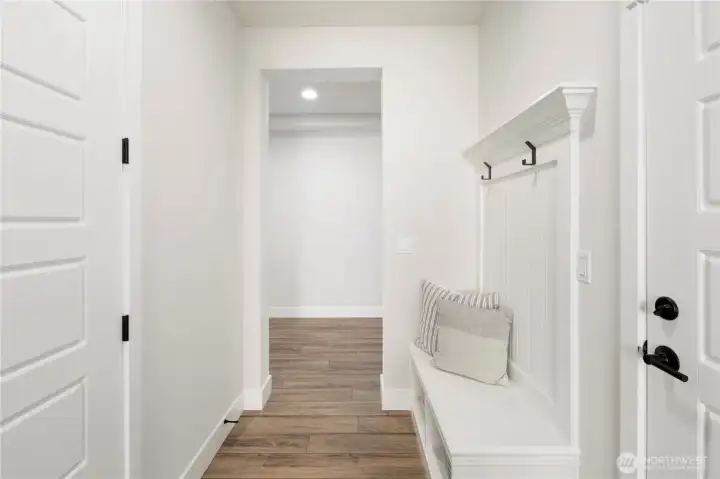 Built-in Bench as you enter from garage