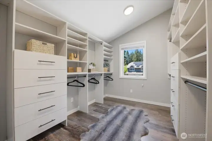 Custom primary closet.