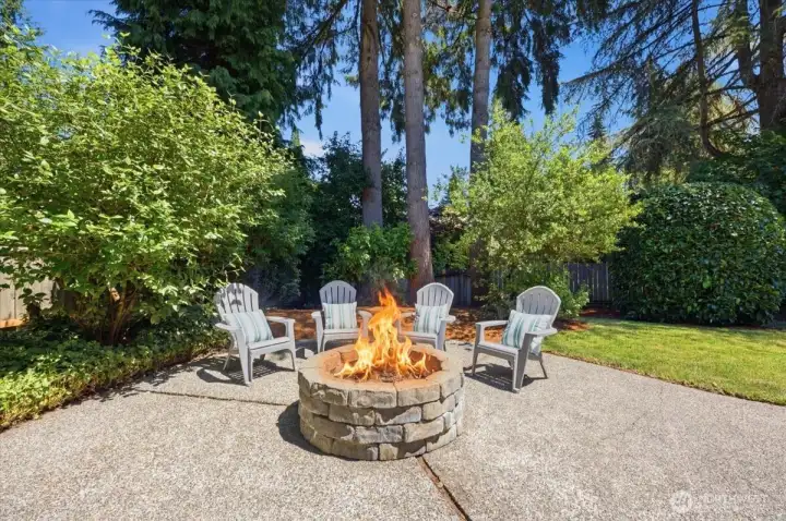 Fun and comfortable firepit in back yard.
