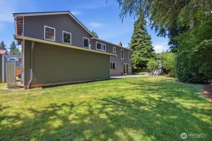 Mature landscaping.
