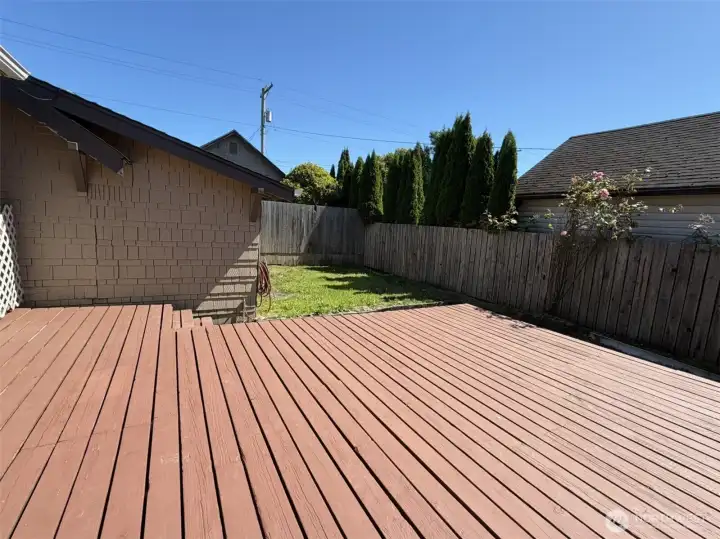 Back yard and deck Back yard and deck