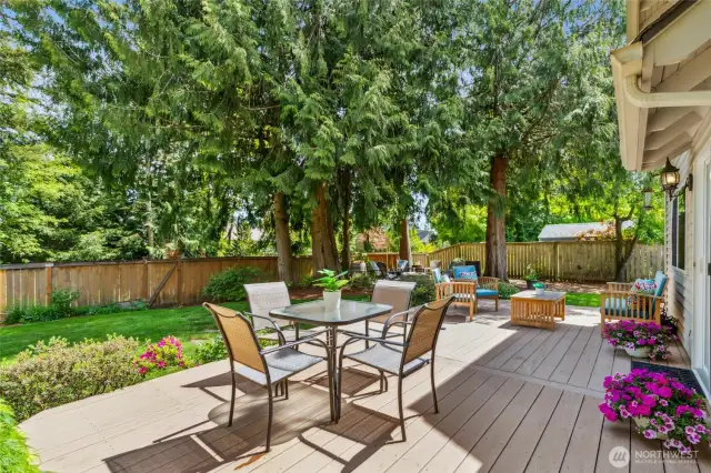 Another angle of this fabulous backyard. Note the low maintenance composite decking material.