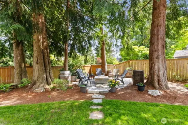 Paver walkway to the fire pit area.