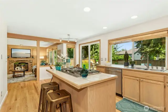 Additional countertop seating.
