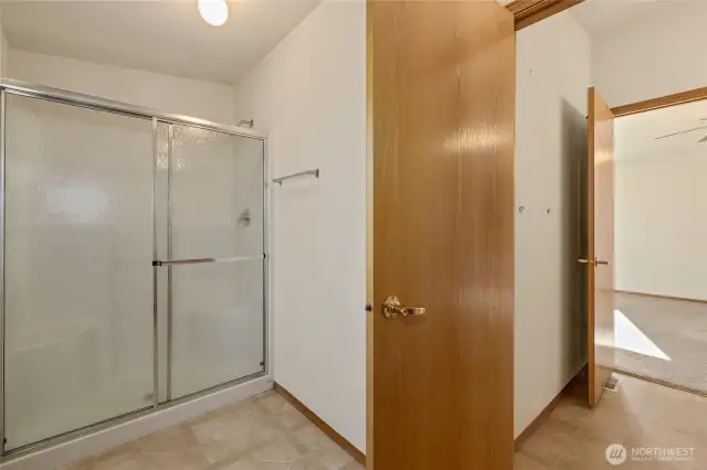 Primary bathroom with large shower.
