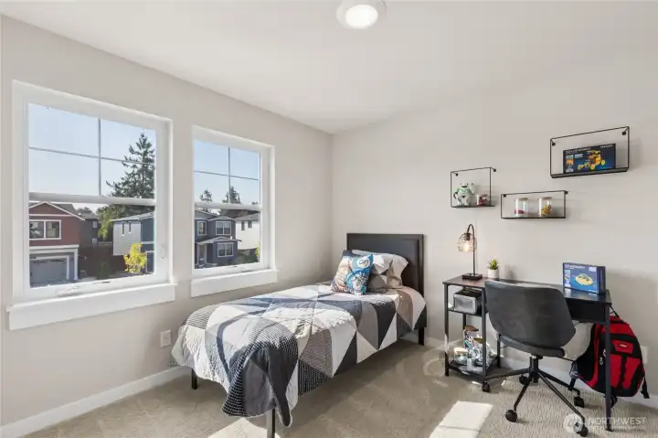 One of three upstairs bedrooms!