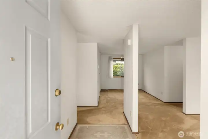Entrance to home. Dining room ahead and sitting room to the right.