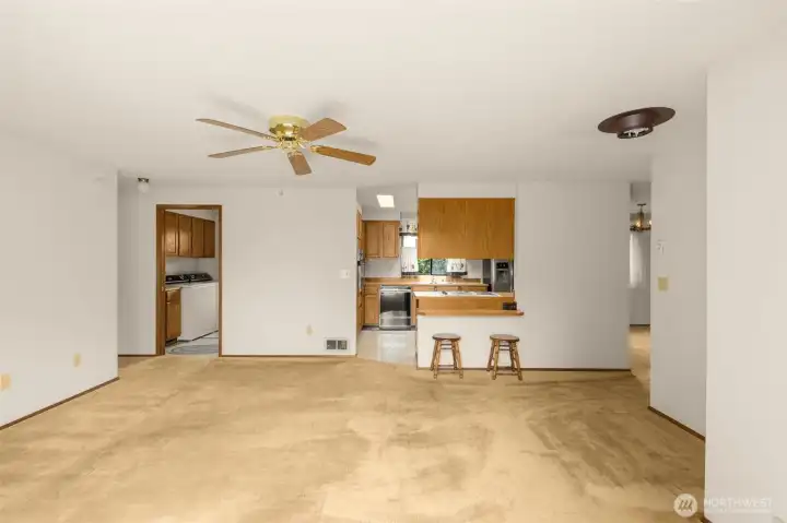 Great room view from sliding glass doors.