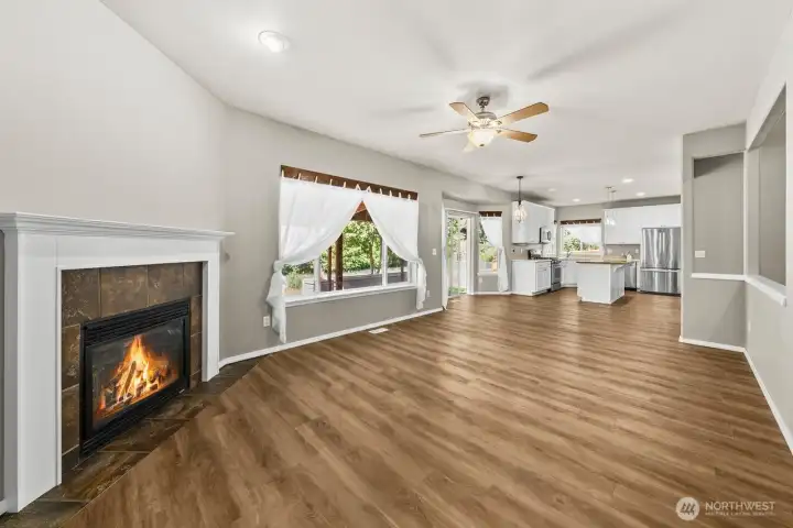 FAMILY ROOM WITH COZY GAS FIREPLACE