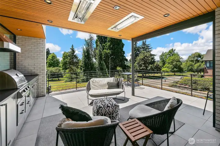 Heated, covered and ready for entertaining! You could almost use this outdoor space year round.