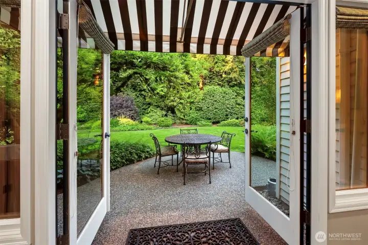 Second patio. This one is off the family room on the east side of the home. Plenty of room to the left for a barbecue and pizza oven.