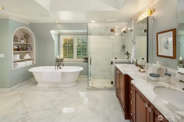 Notice the display alcove with shelves.