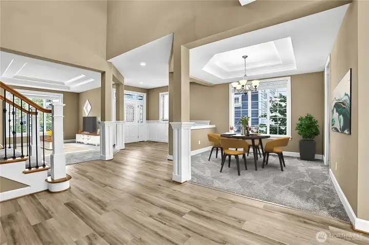 main floor entry lounge and dining room. main floor entry lounge and dining room.