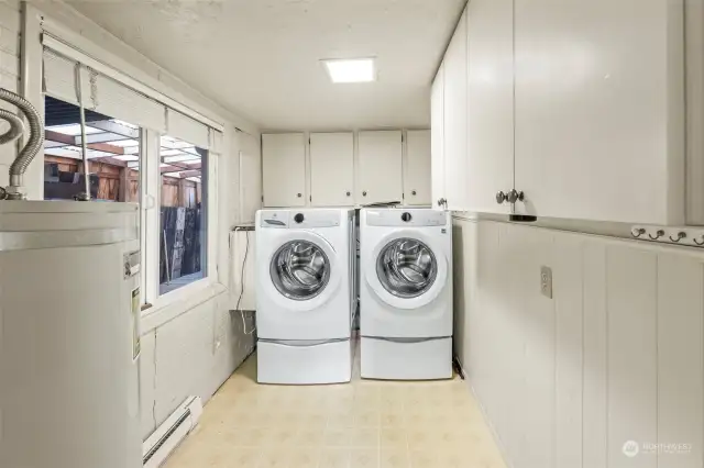 Utility room washer and dryer included.