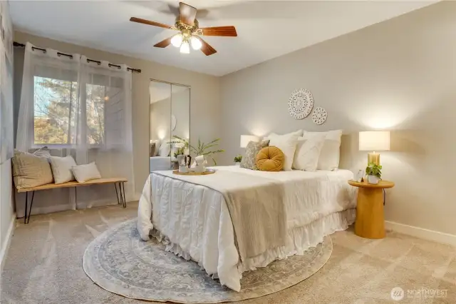 You'll swoon for this large primary suite with a private bath and a roomy closet.