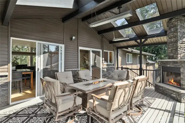 Two Sliders leading you out to the most perfect back deck year round living/entertaining area!