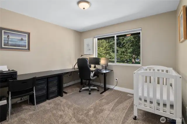 1st Bedroom or home office, new carpet, blinds and a LAKE VIEW! Imagine working from home with that view!!!