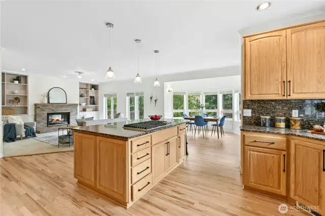Island kitchen with all new stainless steel appliances, granite countertops