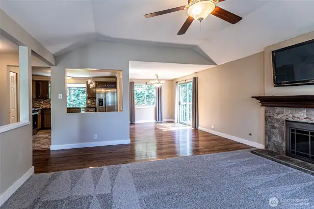 Looking into the dining room and bit of the kitchen.