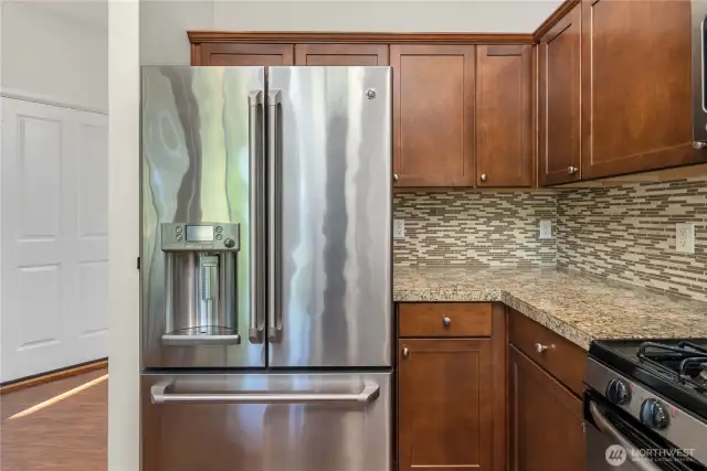 Stainless steel refrigerator with water and ice