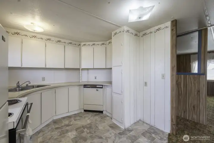 Kitchen with origional made to last appliances.