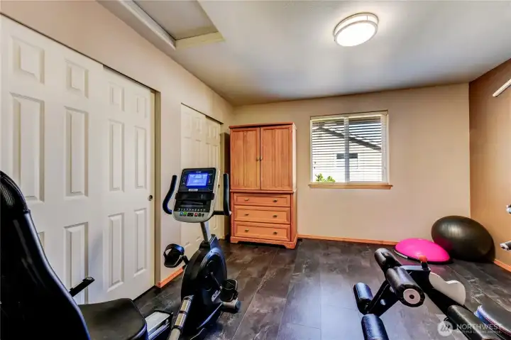 Bedroom 2 currently being used as a exercise room