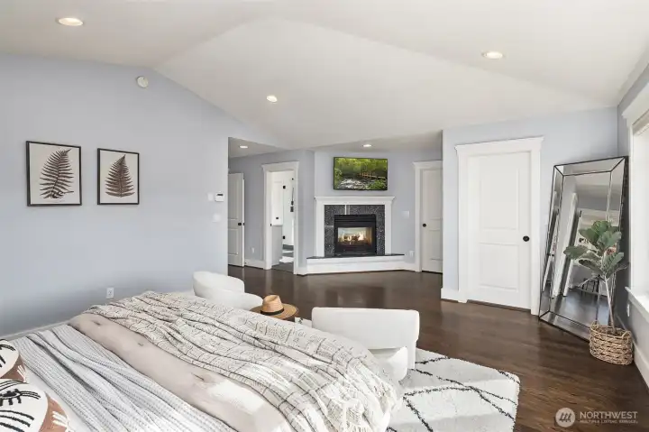 Primary with gas fireplace + WIC
