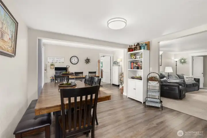 Open Concept dining with built in desk or work area.