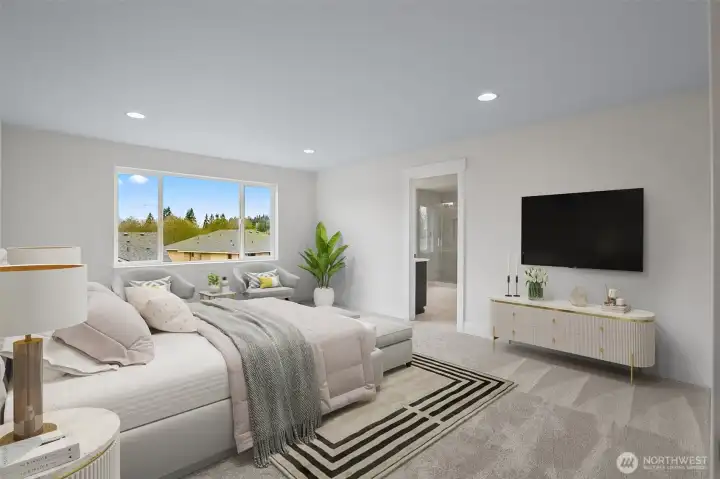 Virtually staged Primary Bedroom