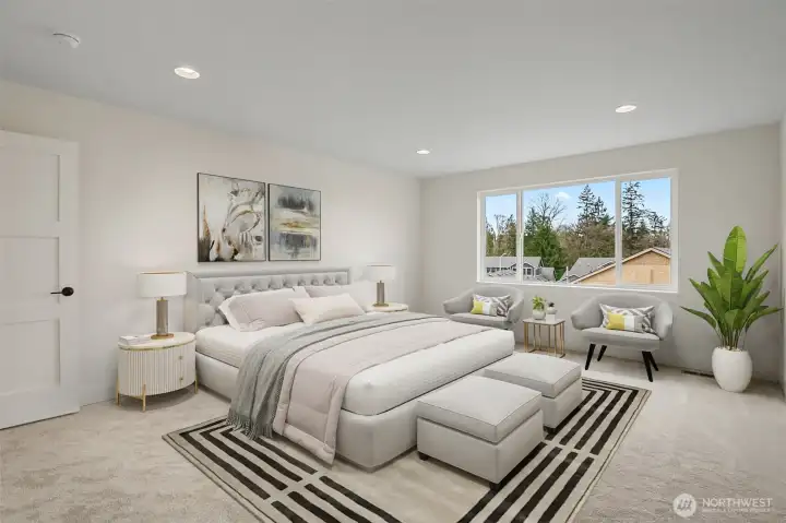 Virtually staged Primary Bedroom.